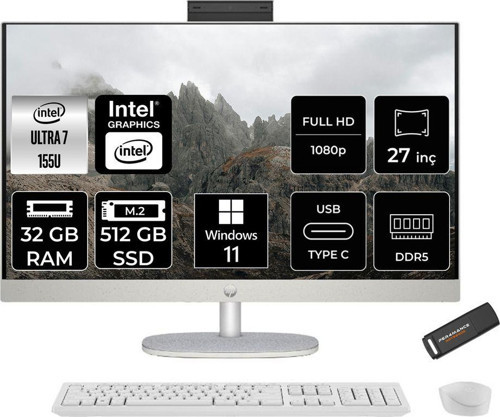 27-Cr1021Nt Ultra 7 155U 32Gb Ddr5 512Gb Ssd Intel Graphics 27" Fhd W11H Beyaz All İn One & Per4