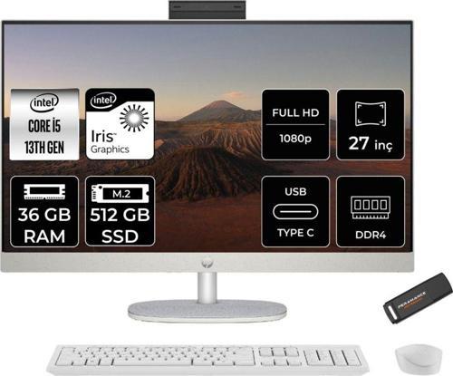 27-Cr0009Nt İ5 1335U 36Gb 512Gb Ssd Intel Graphics 27" Fhd Ips Fdos All In One Pc Beyaz & Per4