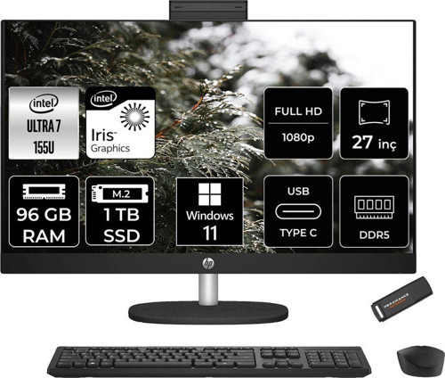 27-Cr1013Nt Ultra 7 155U 96Gb Ddr5 1Tb Ssd Intel Graphics 27" Fhd W11H Siyah All İn One & Per4