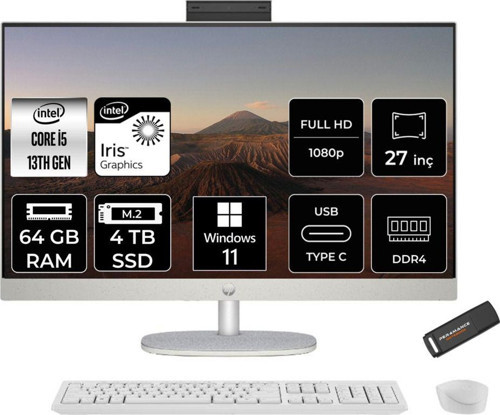 27-Cr0009Nt İ5 1335U 64Gb 4Tb Ssd Intel Graphics 27" Fhd Ips W11H All In One Pc Beyaz & Per4