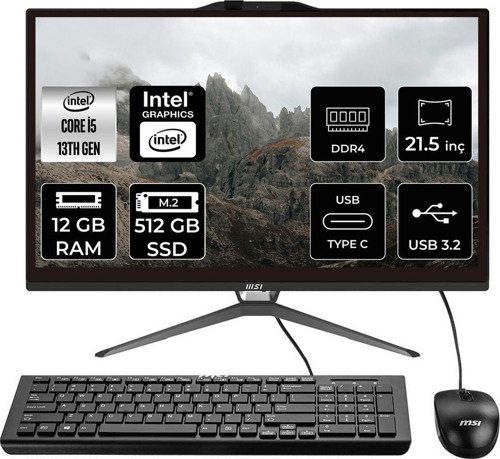Pro Ap222T İ5 13400 12Gb 512Gb Ssd 21.5" Fhd Fdos Multı Touch All In One Pc & Per4 Bellek