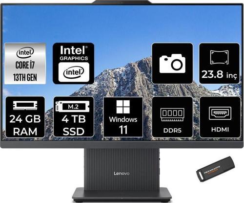 Ideacentre 24Irh9 İ7 13620H 24Gb Ddr5 4Tb Ssd 23.8" Fhd Ips W11P Siyah All İn One Pc & Per4