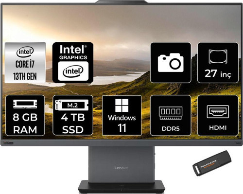 Thinkcentre Neo 50A İ7 13620H 8Gb Ddr5 4Tb Ssd 27" Fhd Ips W11H Siyah All İn One Pc & Per4