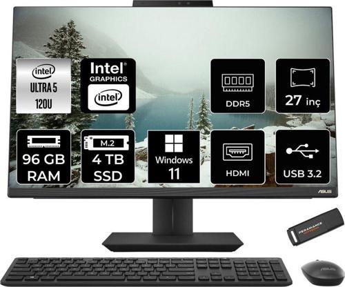 A5702Wvark Ultra 5 120U 96Gb Ddr5 4Tb Ssd Intel Graphics 27" Fhd W11H Siyah All İn One & Per4