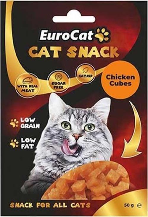 Tahılsız Şekersiz Kurutulmuş Et Cat Chicken Cubes Flakes Kedi Ödülü 50 Gr