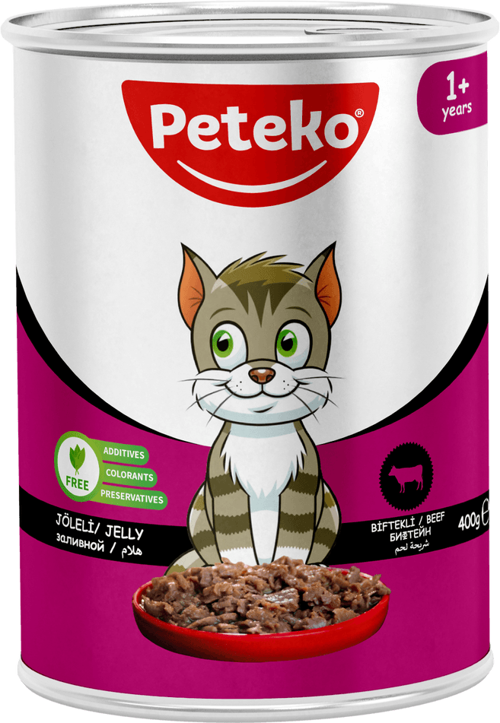 12 ADET JÖLELİ PARÇA ETLİ YETİŞKİN KEDİ YAŞ MAMASI BİFTEKLİ 400 GRAM