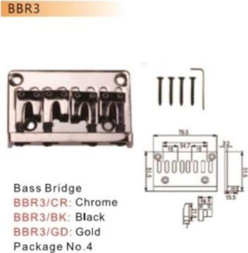 Bbr3Bk Siyah Bas Gitar Köprüsü