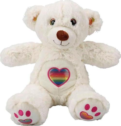 3184 Gökkuşağı Kalpli Peluş Ayı 30 cm -Sunman