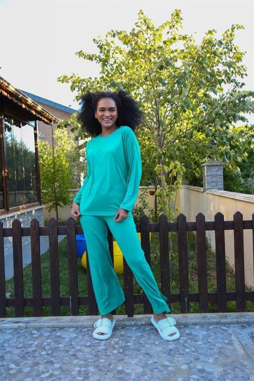 Kadın Penye Bol Paça Pijama Takım 4124