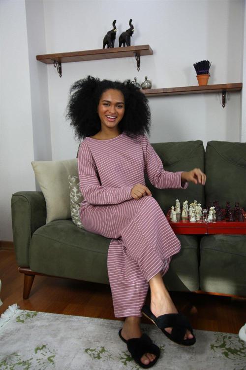 Kadın Penye Bol Paça Pijama Takım 4126