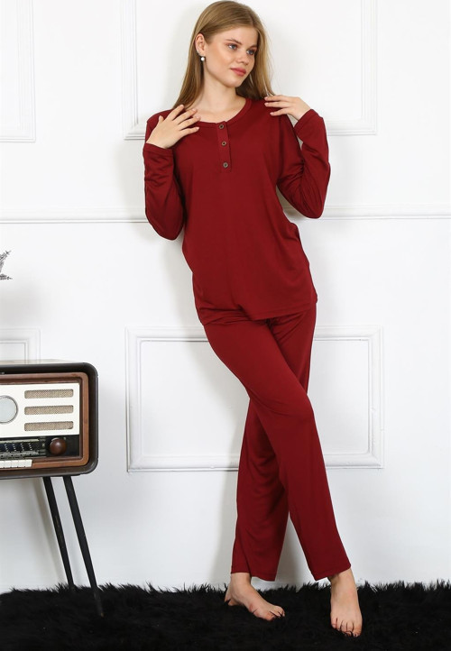 Kadın Penye Uzun Kol Patlı Pijama Takım 4170