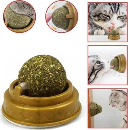 Catnipli Doğal Kedi Yalama Topu 6 Cm Yapışkanlı