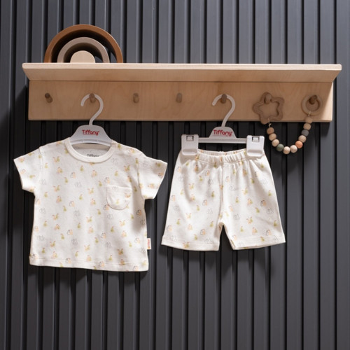 Baby Pear Jakarlı Theme Şortlu Takım 40104 Ekru