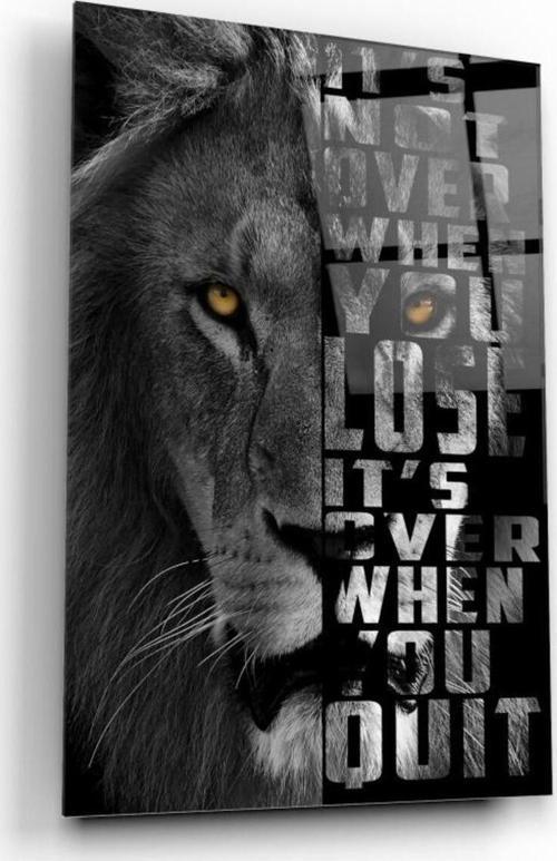 Aslan Motivasyon Cam Tablo Hediyelik, Dekoratif, Ofis, Mutfak