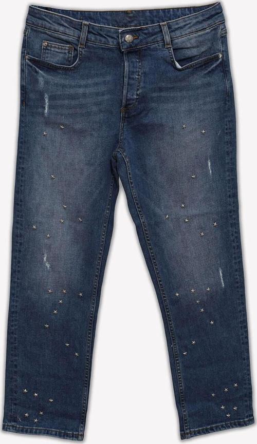 Kadın Yıldız Taş Detaylı Straight Fit Jean Pantolon