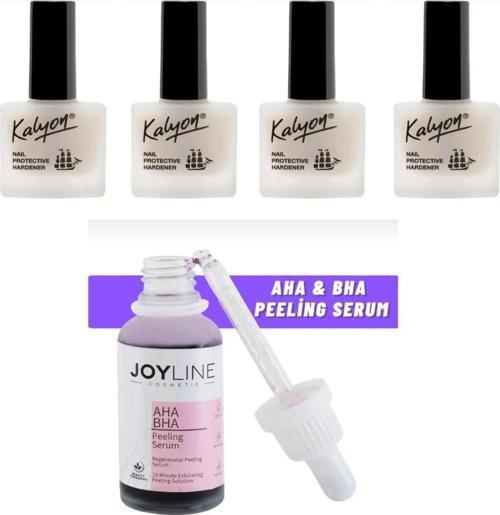 Tırnak Sertleştrici 11 Ml 4 Adet+joy line Kırmızı Peeling Serumu 30ml Aha %30 Bha %2