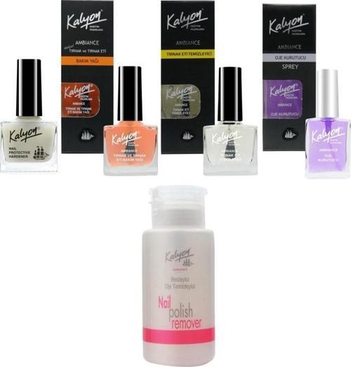 Tırnak Setleştirici+Bakım Yağı+Et Temizleyici+Oje Kurutucu Sprey 17Ml+Pompalı Aseton 200Ml