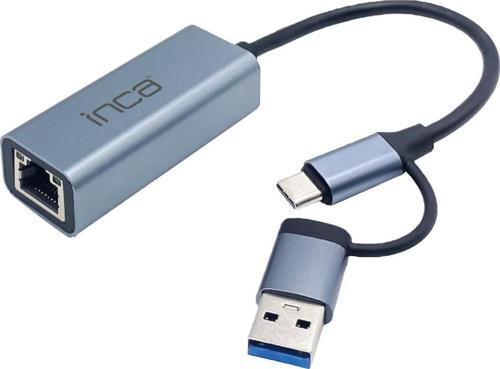 IUTP-01TX USB 3.0 ve Type-C 3.1 Ethernet Adaptörü | 1000Mbps Gigabit RJ45 Ağ Kartı | Alüminyum Kasa | Windows, MacBook, Notebook ve Tablet Uyumlu | Cep Telefonları ile Uyumlu Değil