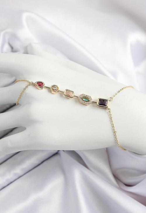 Pirinç  Renkli Zirkon Taşlı Y Model Gold Renk Kadın Şahmeran