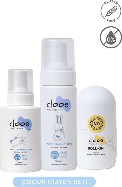Çocuk Hijyen Seti - El Yıkama Köpüğü (300ML) - Yüz Yıkama Köpüğü (150ML) - Doğal Roll- On (50ML)