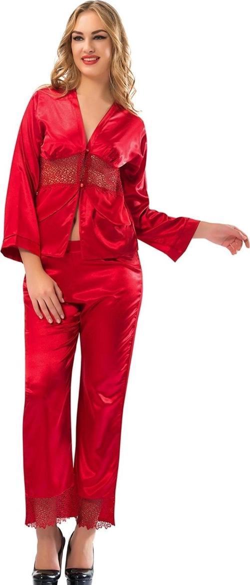 Kırmızı Saten Pijama Takımı - 1601