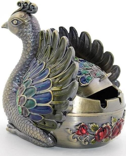 Metal Tavuskuşu Figürü Küllük Alk1663