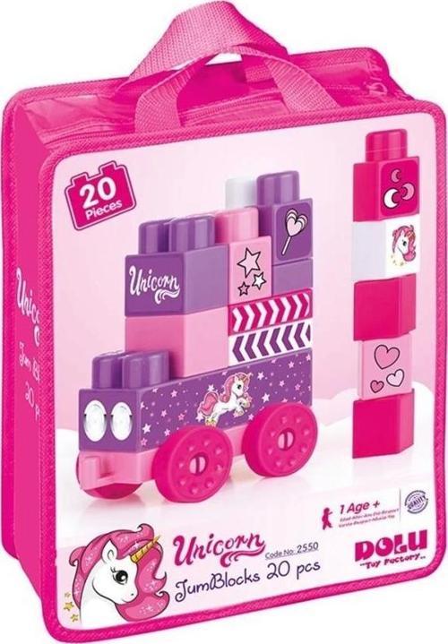 Unicorn Çantalı Mega Blok – 20 Parça Renkli Blok ile Eğlenceli Gelişim