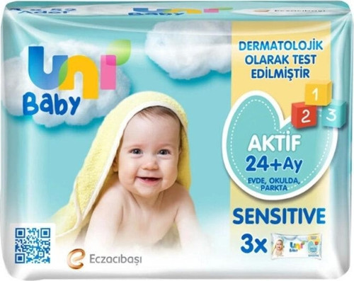Uni Baby Aktif Sensitive Islak Havlu Mendil 3Lü 156 Yaprak