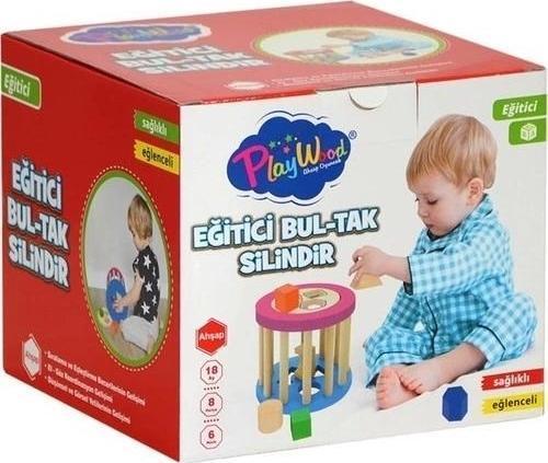 Ahşap silindir bultak ile şekil tanıma, dikkat ve motor becerileri geliştiren eğitici oyuncak