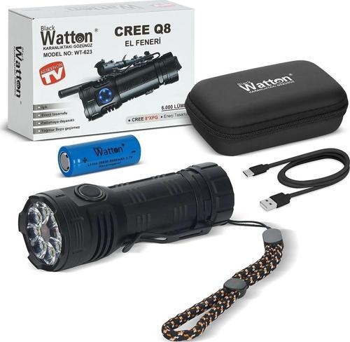 Cree Q8- Xpg 8+1 Led  Şarjlı El Feneri  Wt-623