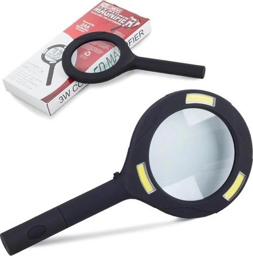 3 Ledli Işıklı El Büyüteci 250 Lümen Beyaz Işık Büyüteç 3x Zoom Tamirci Büyüteç Wt374
