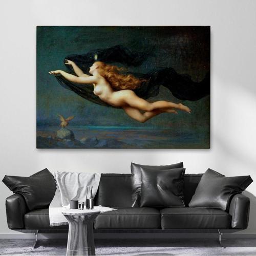 La Nuit By Auguste Raynaud Kanvas Duvar Sanatı Tablo, Klasik Sanat-5406