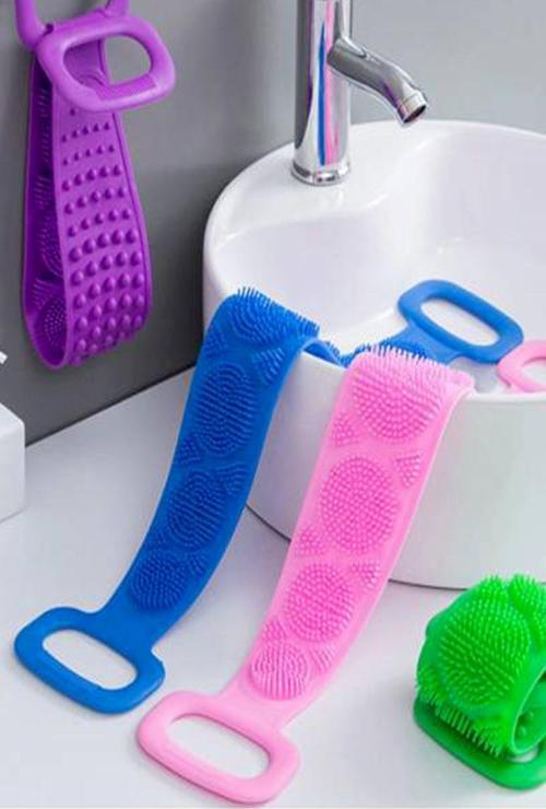 Banyo Duş Sırt Kesesi Çift Taraflı Silikon Lifi Fırçası 70 Cm