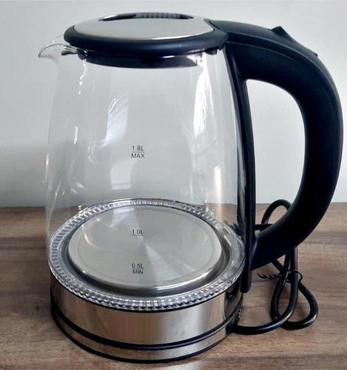 Crwn Cam Gövdeli 1.8L Elektrikli Su Isıtıcı Kettle 1500W Hızlı Kaynatma Led Işıklı