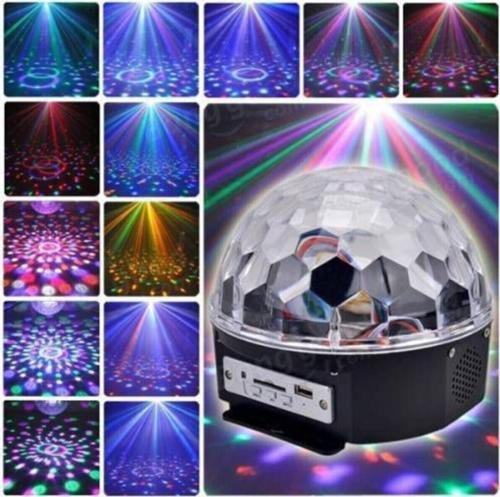 Led Işıklı Kristal Küre Disko Topu 6 Renk Sese Duyarlı Kumandalı Rengarenk Işık Topu