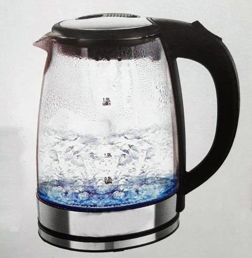 Crwn 1500W Cam Kettle Elektrikli Su Isıtıcı 1.8L Led Aydınlatmalı Paslanmaz Çelik
