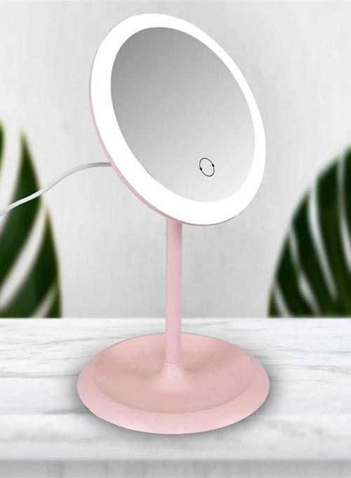 Beyaz Dokunmatik Led Işıklı Usb Li Yuvarlak Masa Üstü Makyaj Aynası Makyaj Aynası Ledli