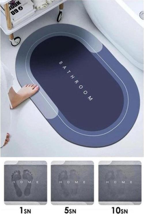 Hızlı Kuruyan Kaymaz Banyo Paspası Mavi