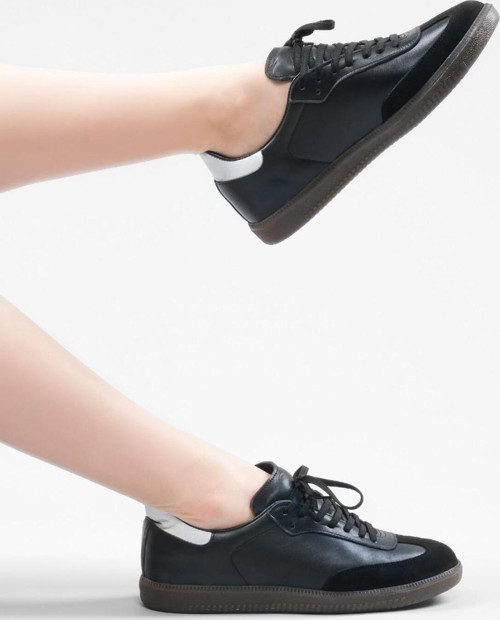 4215-1G Kadın Deri Sneaker Ayakkabı Siyah