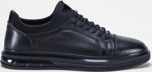 Erkek Siyah Deri Sneaker Goml215-1B