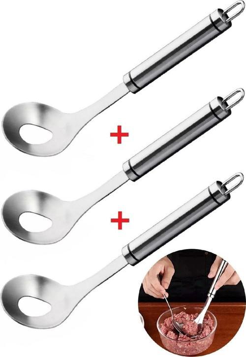 Top Köfte Yapma Kaşığı Sulu Köfte Kıyma Et Sebze Pirinç Lokma Topu Ev Mutfak Delikli Dökme Kaşığı