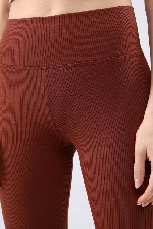 Bordo Yüksek Bel Fitilli Tayt