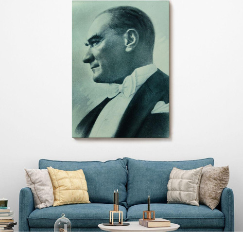 Atatürk Portre Tablosu Mustafa Kemal Atatürk Dikdörtgen Dekoratif Kanvas Duvar Tablosu-Dı-86