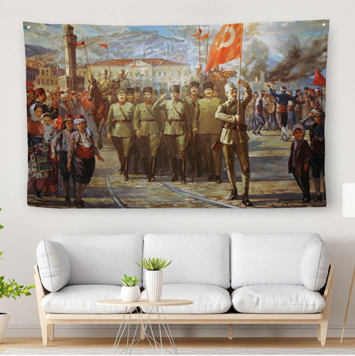 İzmir'İn Kurtuluşu Duvar Örtüsü-Halısı - Atatürk'Ün İzmire Girişi-6627