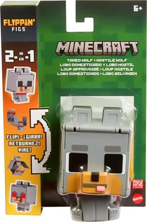 Minecraft Flippin Figs 2si1 Arada Evcil ve Saldırgan Kurt Figürü JCN22