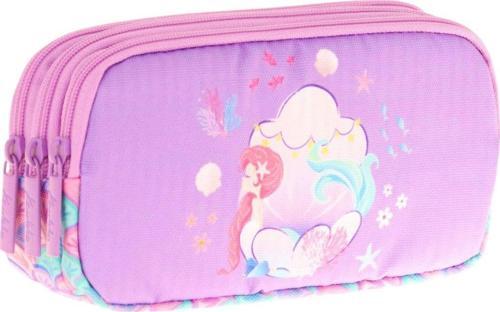 Kids Üç Bölmeli Pembe Lila, Denizkızı, Kız Çocuk Okul Kalemliği - L8225