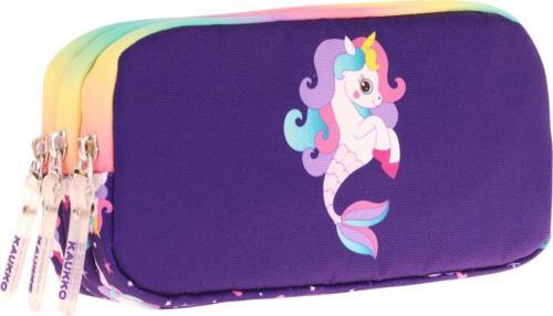 Kids Üç Bölmeli Mor Çok Renkli, Denizkızı ve Unicorn, Kız Çocuk Okul Kalemliği - L8228