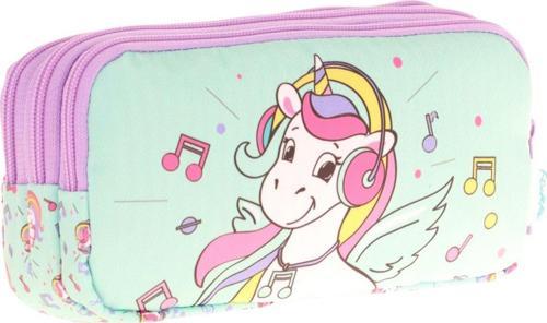 Kids Üç Bölmeli Su Yeşili, Unicorn Temalı, Kız Çocuk Okul Kalemliği - L8234