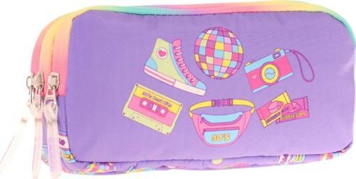 Kids Mor Çok Renkli, Hobi Baskılı, Kız Çocuk Üç Gözlü Okul Kalem Çantası - L8238