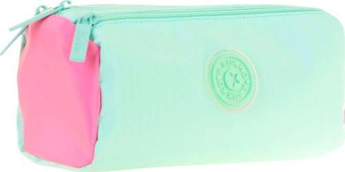 Quick Üç Bölmeli Su Yeşili Pembe Kalem Çantası - Kız Çocuk - K2701